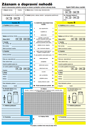 Formulář - Záznam o dopravní nehodě